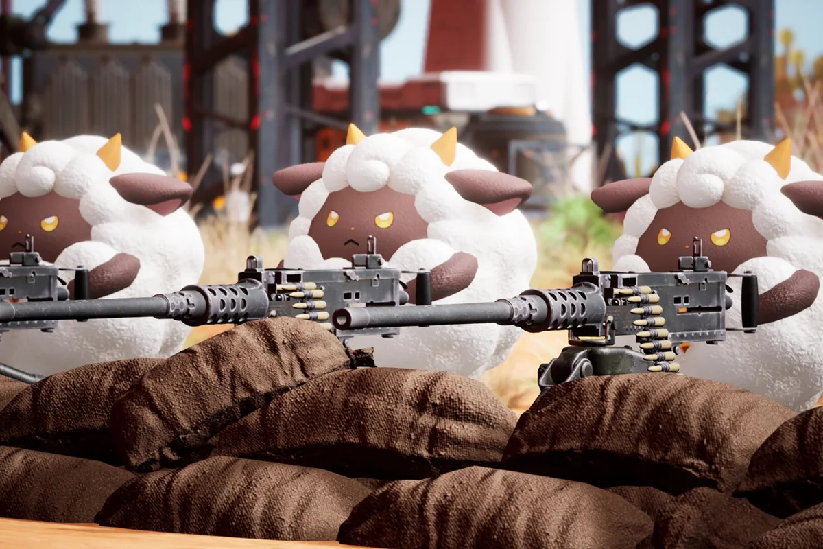 Pals defending a position in Palworld